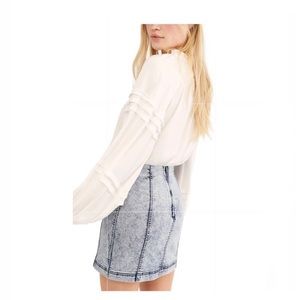 Free People Modern Femme Acid Wash Denim Skirt